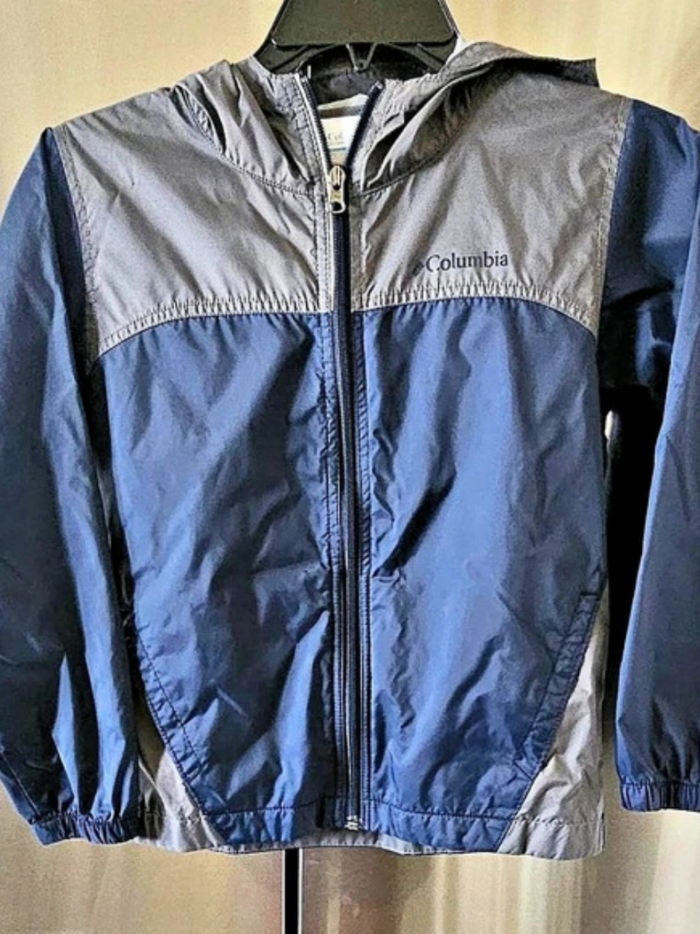 Columbia Boys' Glennaker Rain Jacket Color Block Blue & Gray Size Small